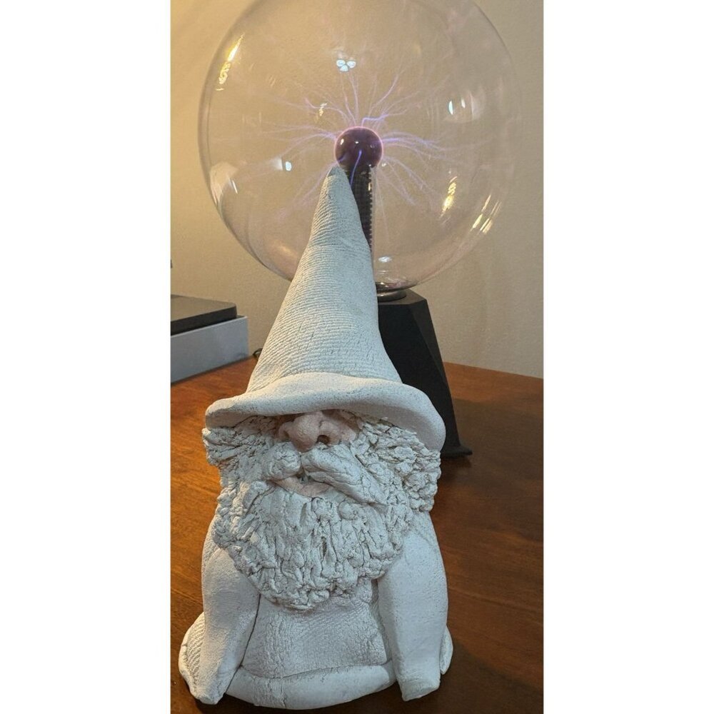 Vintage White Wizard Clay Sculpture Don White X91